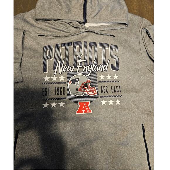 NWOT NFL New England Patriots Pats Hoodie XL Gray Zip Pockets Football - Picture 5 of 9